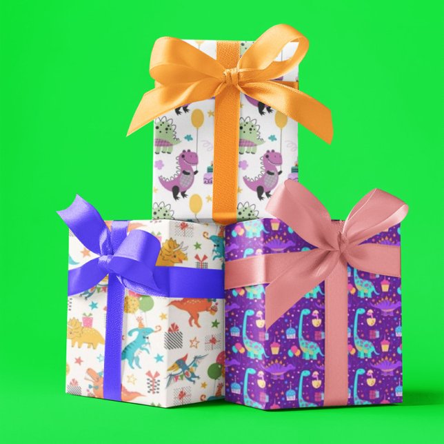 Kids Dinosaur Birthday  Wrapping Paper Sheet (Creator Uploaded)
