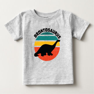 Kids Dinosaur Brontosaurus Retro Sunset Distressed Baby T-Shirt