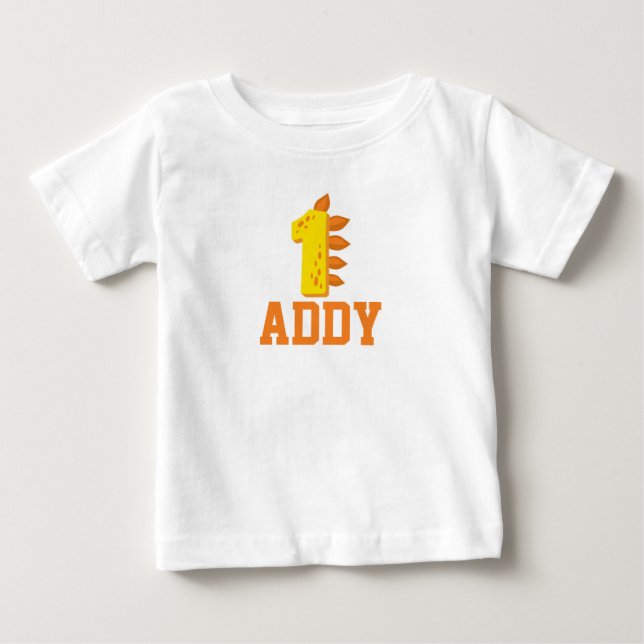 Kid's Dinosaur Customisable First Birthday Shirt (Front)