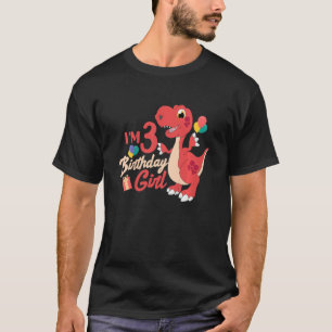 Kids Dinosaur Cute Dino  I'm the Birthday Girl 3 T-Shirt