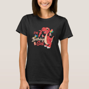 Kids Dinosaur Cute Dino  I'm the Birthday Girl 7 T-Shirt