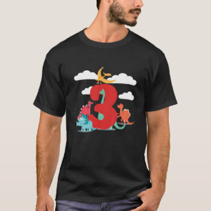 Kids Dinosaur Dino 3 Birthday I Am 3 Boys 3 Years T-Shirt