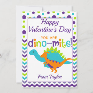 Kids Dinosaur Dino-Mite Valentines Day Holiday Card