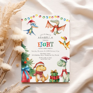 Kids Dinosaur Eighth Birthday Party Invitation