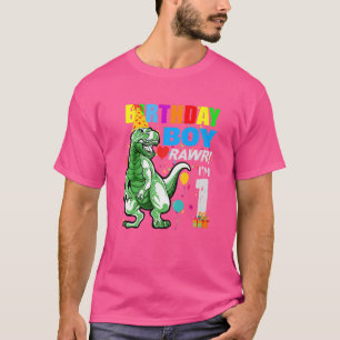 Kids Dinosaur First 1st Birthday Boy One 1 Year Ol T-Shirt