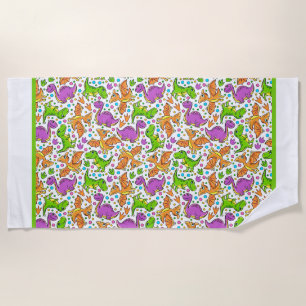 Kids Dinosaur Friends Beach Towel