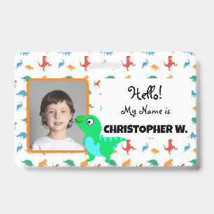 Kids Dinosaur Pattern Baby T-Rex Badges ID Badge