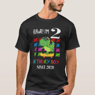 Kids Dinosaur Rawr I'm 2 Since 2020 2nd Birthday T T-Shirt