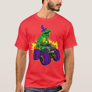 Kids Dinosaur Riding Monster Truck Lazy Halloween  T-Shirt