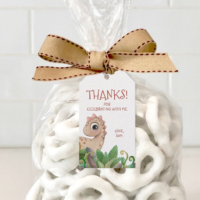 Kids Dinosaur Thank You Gift Tags (Dinosaur Birthday Party Favor Tag)