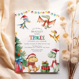 Kids Dinosaur Third Birthday Party Invitation