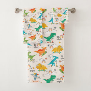 Kids Dinosaur Traveling Pattern Bath Towel Set