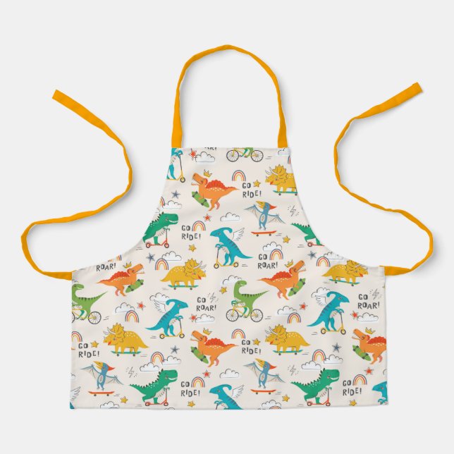 Kids Dinosaur Travelling Pattern Apron (Front)