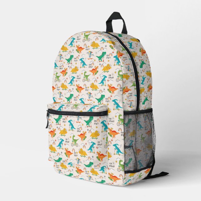 Kids Dinosaur Travelling Pattern Printed Backpack (Back Corner Right)