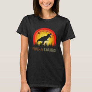 Kids Dinosaur Trex I'm 5 Years Old Five A Saurus 5 T-Shirt