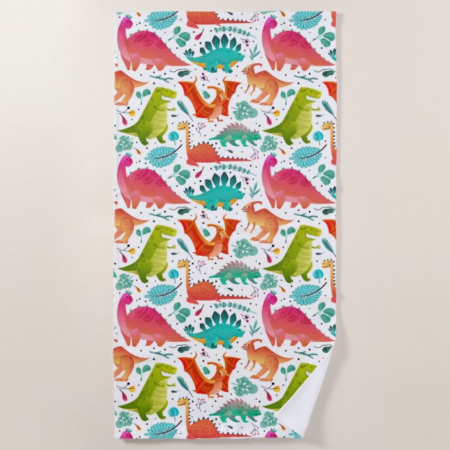 Kids Dinosaurs Beach Towel (Front)