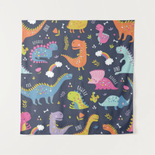 Kids Dinosaurs: Colourful Vintage Pattern Tapestry