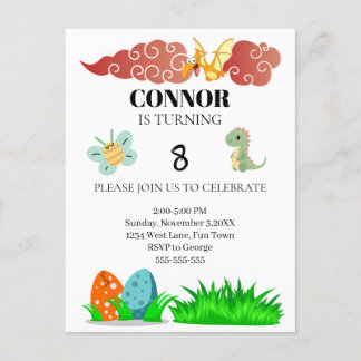 Kids Dinosour Theme Birthday Postcard