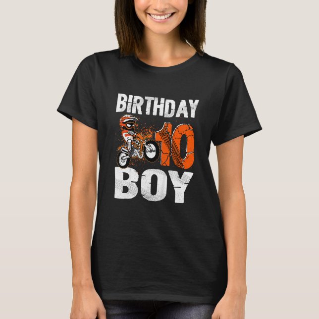 Kids Dirt Bike Rider 10 Years Old Motocross 10th B T-Shirt (Front)