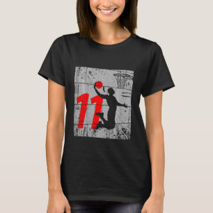 Kids Distressed 11 Year Old 11th Basketball Birthd T-Shirt