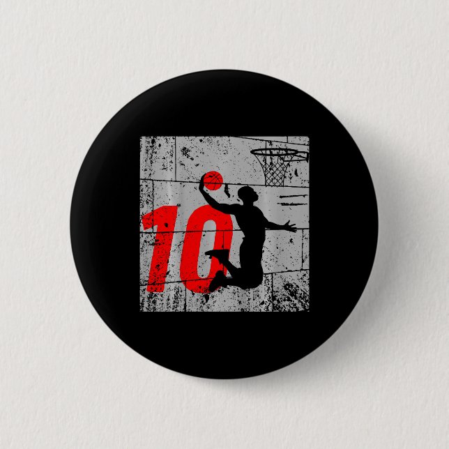 Kids Distressed 12 Year Old 12th Basketball Birthd 6 Cm Round Badge (Front)
