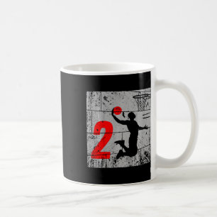 Kids Distressed 2 Year Old 2nd Bysketbyll Birthday Coffee Mug