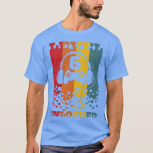 Kids Distressed Retro 6 Year Old Video Game Gamer  T-Shirt