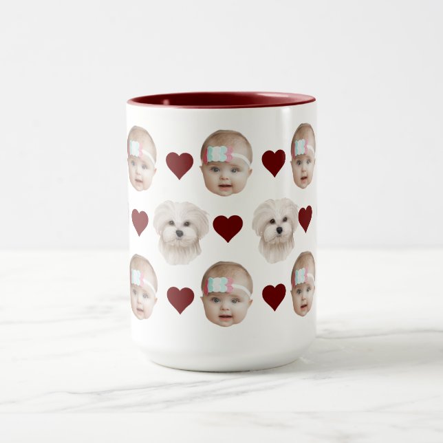 Kids Dogs  Cat  Baby Face Gift for Moms and Dads Mug (Center)