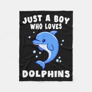 Kids Dolphin Just A Boy Who Loves Dolphins Gift Fleece Blanket