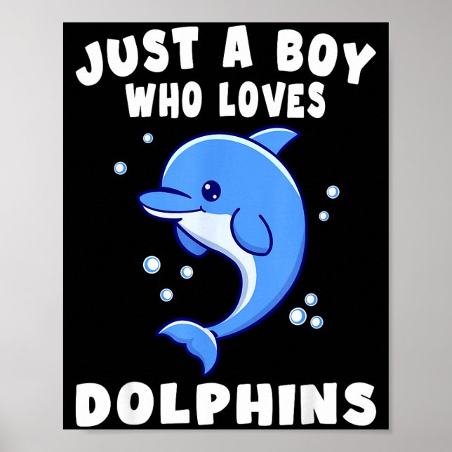 Kids Dolphin Just A Boy Who Loves Dolphins Gift  Poster (Front)