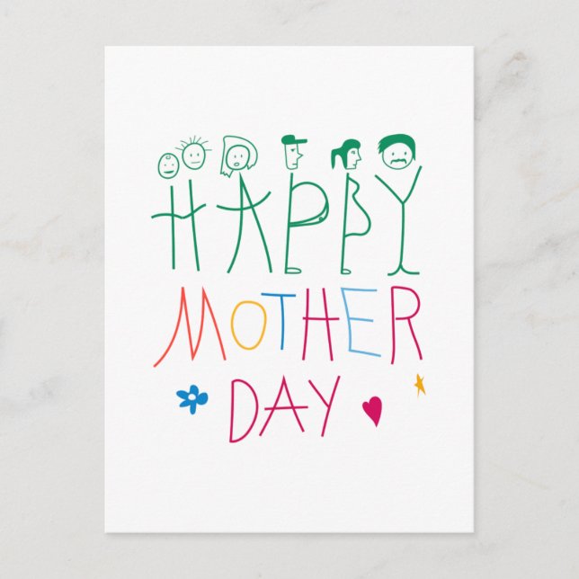 Kids Doodle Happy Mother's Day   Postcard (Front)
