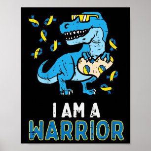 Kids Down Syndrome Warrior Dino Awareness Trex Boy Poster