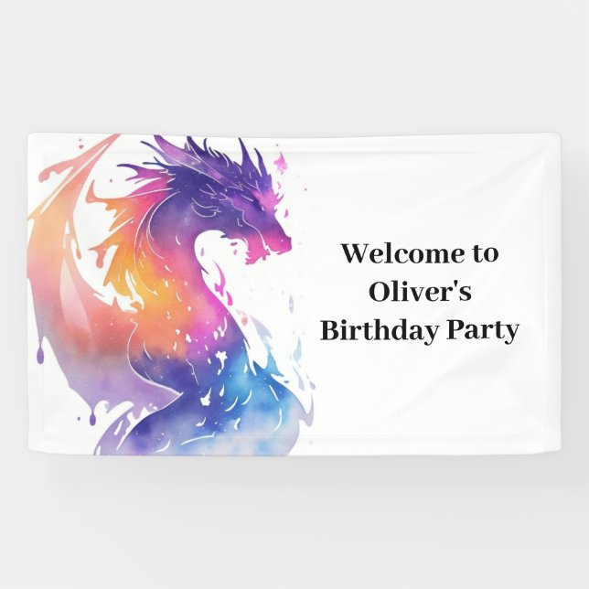 Kids' Dragon Adventure Birthday Banner (Horizontal)