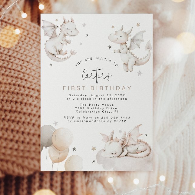 Kids Dragon Birthday Party Invitation (Creator Uploaded)