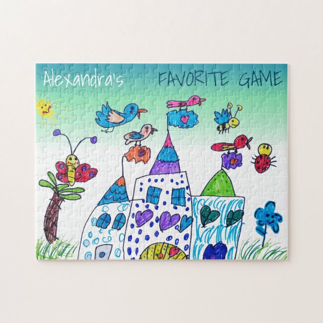 Kid's Drawing , Colourful Favourite Game , Name Jigsaw Puzzle (Horizontal)