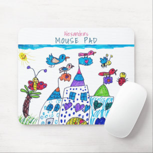 Kid's Drawing , Cute Colourful Castle Mouse Mat