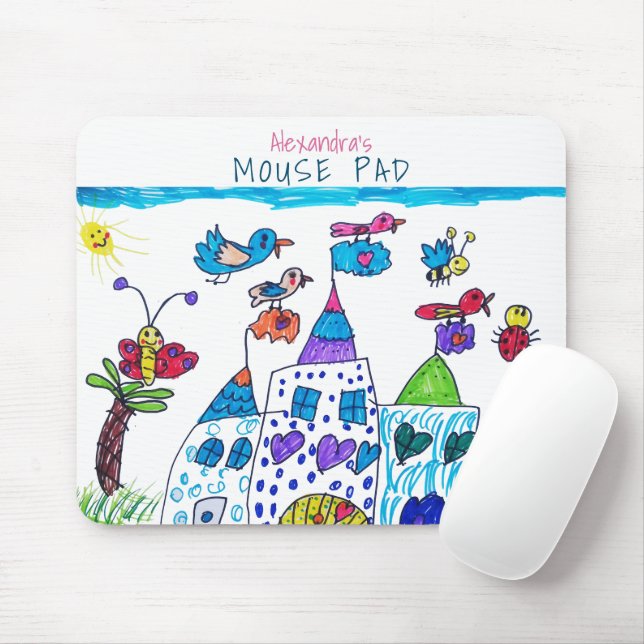 Kid's Drawing , Cute Colourful Castle Mouse Mat (With Mouse)