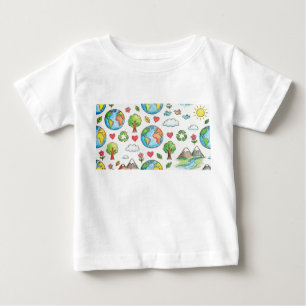 kids drawing earth crayon colour pencil design baby T-Shirt