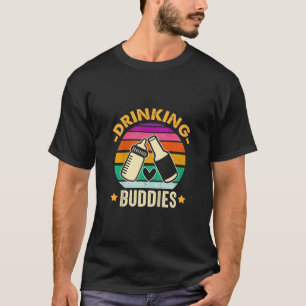 Kids Drinking Buddies Retro Funny Dad Son Daddy Me T-Shirt