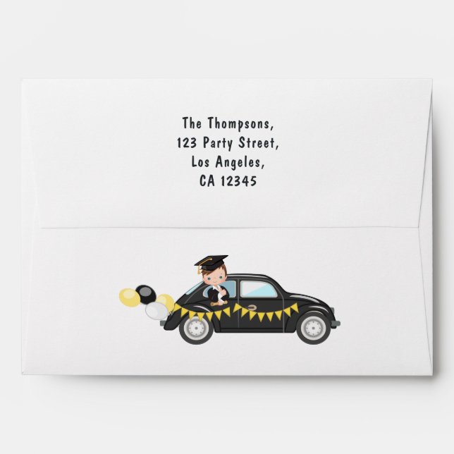 Kids Drive By Boy Graduation Party Envelope (Back (Top Flap))