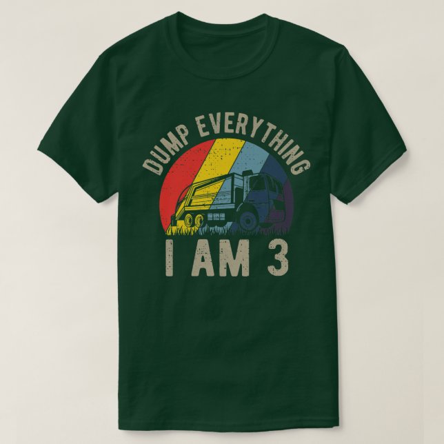 Kids Dump Everything Im 3 - Boy 3rd Birthday Trash T-Shirt (Design Front)