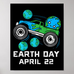 Kids Earth Day April 22 Monster Truck Cute Boys Ki Poster
