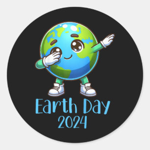 Kids Earth Day Dabbing Planet Earth Climate Change Classic Round Sticker