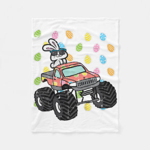 Kids Easter Bunny On Monster Truck Eggs Rabbit Tod Fleece Blanket