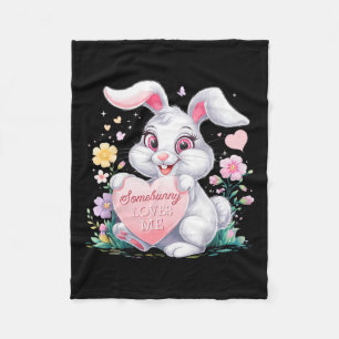 Kids Easter Bunny Rabbit Pastel Design Springtime  Fleece Blanket