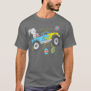 Kids Easter Bunny Riding Monster Truck Cute Boys K T-Shirt
