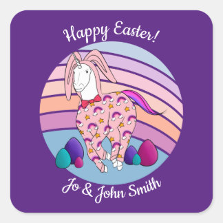 Kids Easter Bunny Unicorn in Bunny Suit Bunnicorn Square Sticker