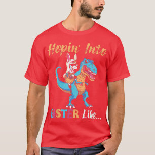 Kids Easter Bunny Unicorn Outfit Riding A Dinosaur T-Shirt