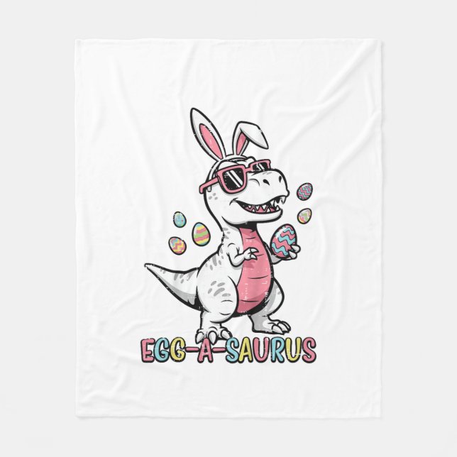 Kids Easter Dino Bunny Egg A Saurus Trex Bunny Boy Fleece Blanket (Front)