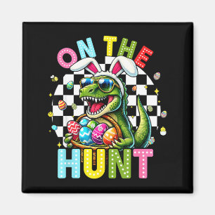 Kids Easter Dino On The Hunt Trex Egg Hunting Boys Magnet